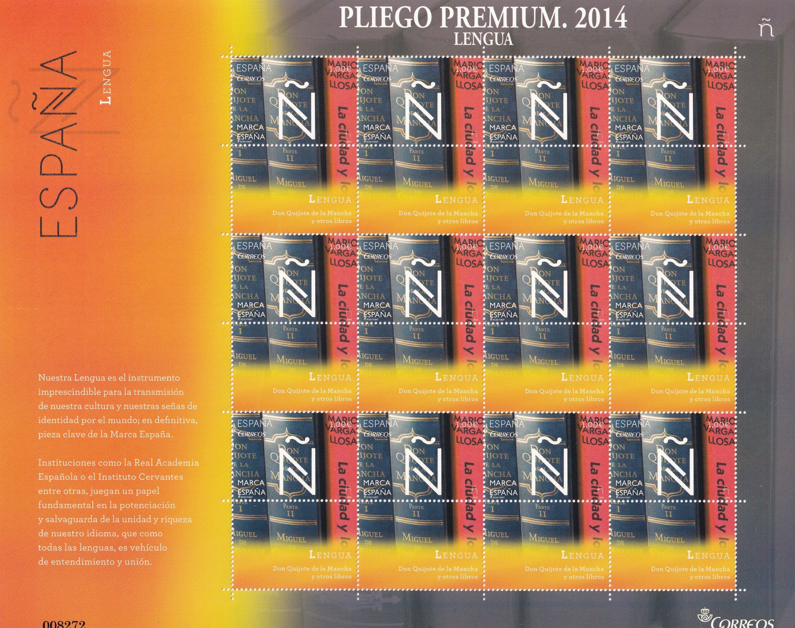 imagen-13-23180.jpg CRS956 SELLO ESPAÑA Pliego PREMIUM nº 9. “Ñ” de Lengua. Año 2014. - Imagen 1
