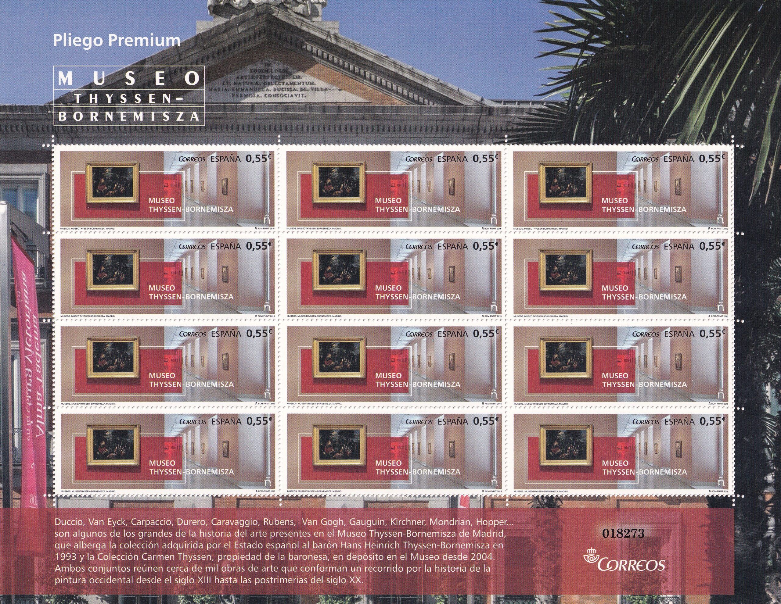 imagen-13-23219.jpg CRS963 SELLOS ESPAÑA Pliego PREMIUM nº 17 Museo Thyssen Año 2015 - Imagen 1