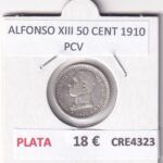 CRE4323 MONEDA ESPAÑA ALFONSO XIII 50 CENT 1910 PCV PLATA