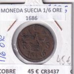 CR3437 MONEDA SUECIA 1/6 ORE 1686 COBRE