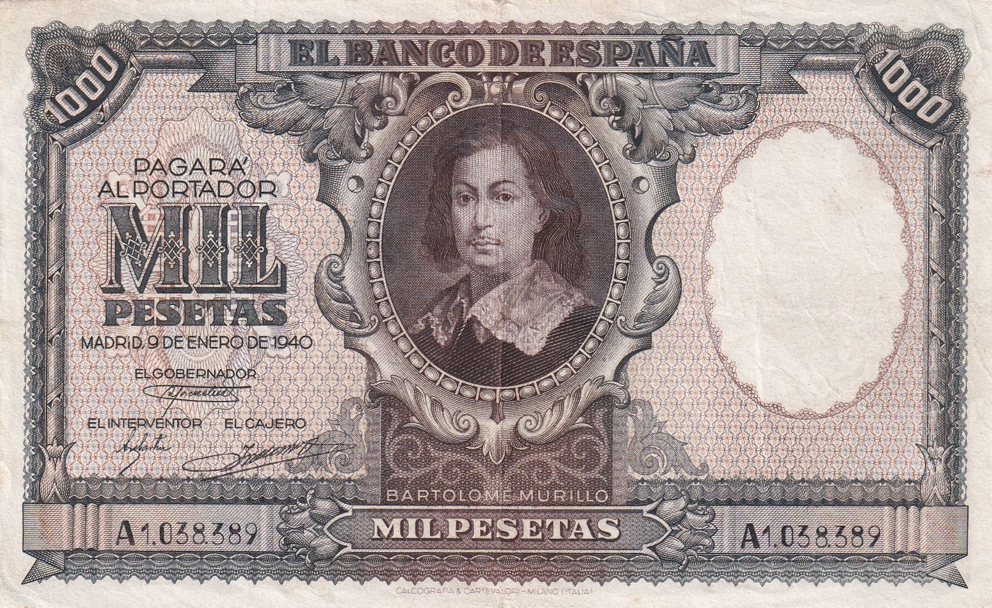 imagen-13-23371.jpg CRBS2167 BILLETE ESPAÑA 1000 PESETAS 1940 SERIE A MBC - Imagen 1