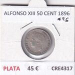 CRE4317 MONEDA ESPAÑA ALFONSO XIII 50 CENT 1896 PLATA