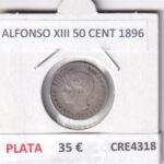 CRE4318 MONEDA ESPAÑA ALFONSO XIII 50 CENT 1896 PLATA