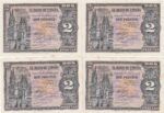 CRBS2186 LOTE DE 4 BILLETE ESPAÑA 2 PESETAS 1938 SERIE L S/C- Y S/C