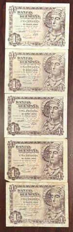 CRBS2468 LOTE 5 BILLETES 1 PESETA 1948 VER FOTO