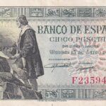 CRBS2528 BILLETE ESPAÑA 5 PESETAS 1945 SERIE F MBC+