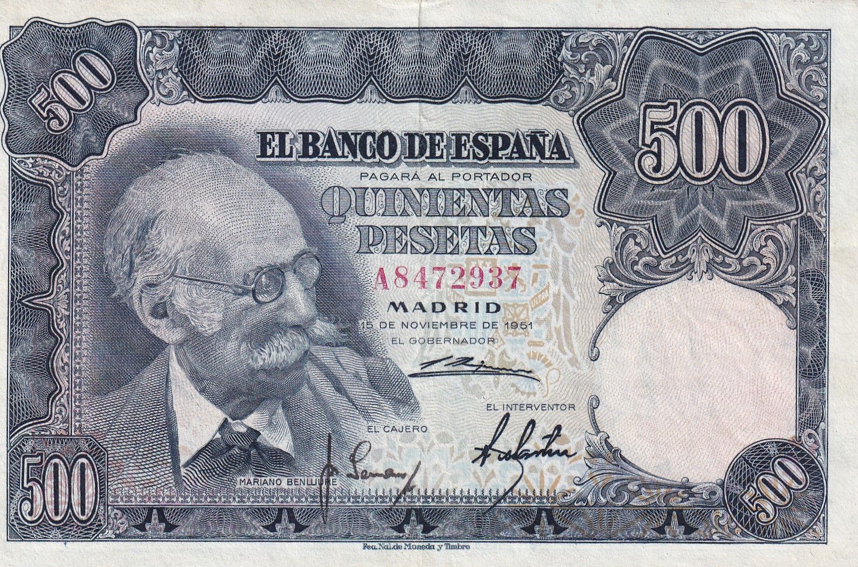 imagen-13-23762.jpg CRBS2563 BILLETE ESPAÑA 500 PESETAS 1951 SERIE A EBC - Imagen 1