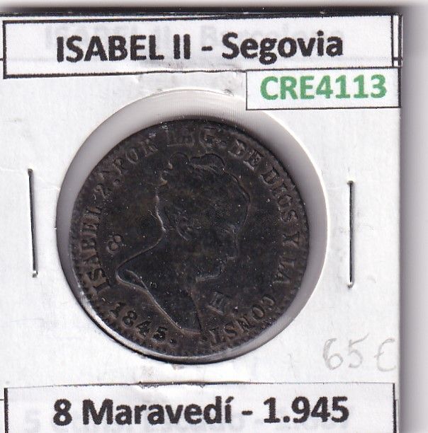 imagen-13-23830.jpg CRE4113 MONEDA ESPAÑA ISABEL II 1845 8 MARAVEDIS SEGOVIA - Imagen 1