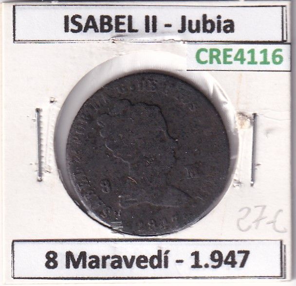 imagen-13-23833.jpg CRE4116 MONEDA ESPAÑA ISABEL II 1847 8 MARAVEDIS JUBIA - Imagen 1