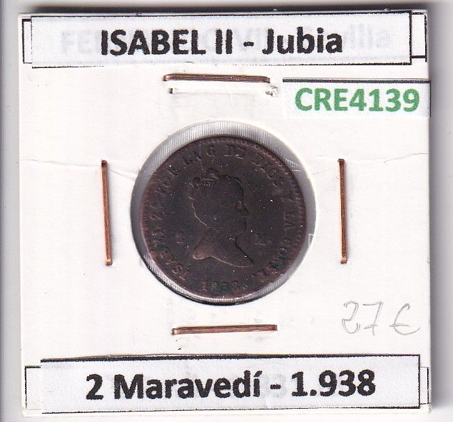 imagen-13-23856.jpg CRE4139 MONEDA ESPAÑA ISABEL II 1838 2 MARAVEDIS JUBIA - Imagen 1