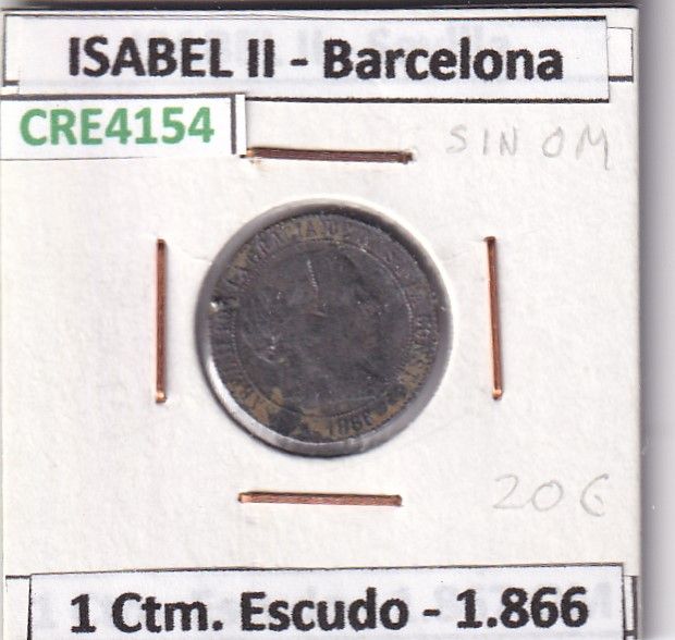 imagen-13-23871.jpg CRE4154 MONEDA ESPAÑA ISABEL II 1866 1 CTM. DE ESCUDO BARCELONA - Imagen 1