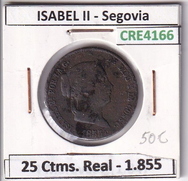 imagen-13-23883.jpg CRE4166 MONEDA ESPAÑA ISABEL II 1855 25 CTMS DE REAL SEGOVIA - Imagen 1