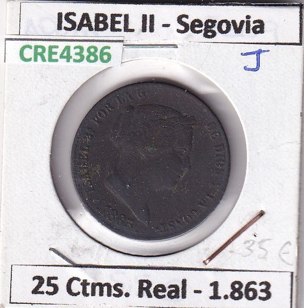 imagen-13-23891.jpg CRE4386 MONEDA ESPAÑA ISABEL II 1863 25 CTMS DE REAL SEGOVIA - Imagen 1