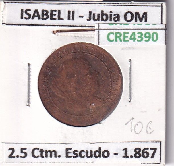 imagen-13-23895.jpg CRE4390 MONEDA ESPAÑA ISABEL II 1867 2,5 CTMS ESCUDO JUBIO OM - Imagen 1