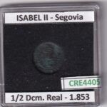 CRE4405 MONEDA ESPAÑA ISABEL II 1853 1/2 DCM. REAL SEGOVIA