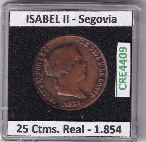 imagen-13-23914.jpg CRE4409 MONEDA ESPAÑA ISABEL II 1854 25 CTMS REAL SEGOVIA - Imagen 1