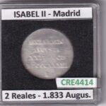 CRE4414 MEDALLA ESPAÑA ISABEL II 1833 AUGUST. 2 REALES MADRID
