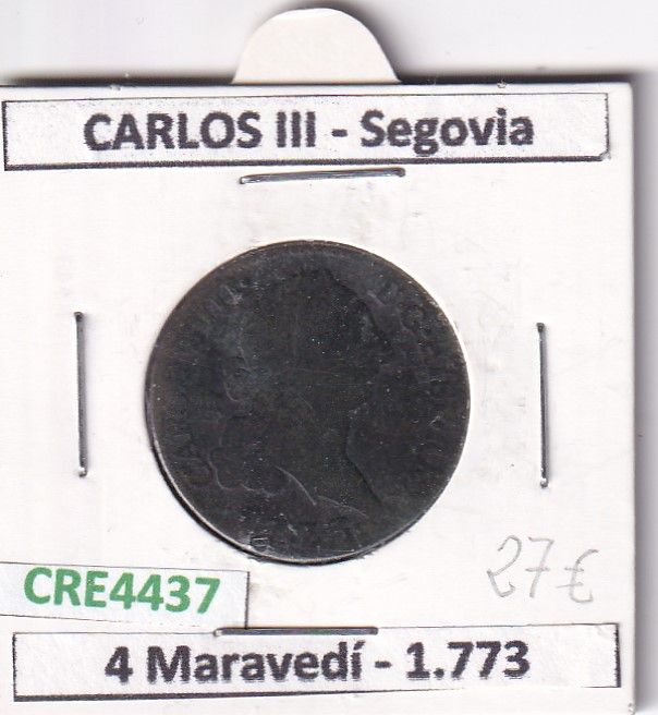imagen-13-24005.jpg CRE4437 MONEDA ESPAÑA CARLOS III 4 MARAVEDIS 1773 SEGOVIA - Imagen 1