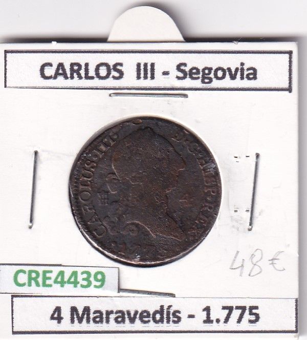 imagen-13-24007.jpg CRE4439 MONEDA ESPAÑA CARLOS III 4 MARAVEDIS 1775 SEGOVIA - Imagen 1