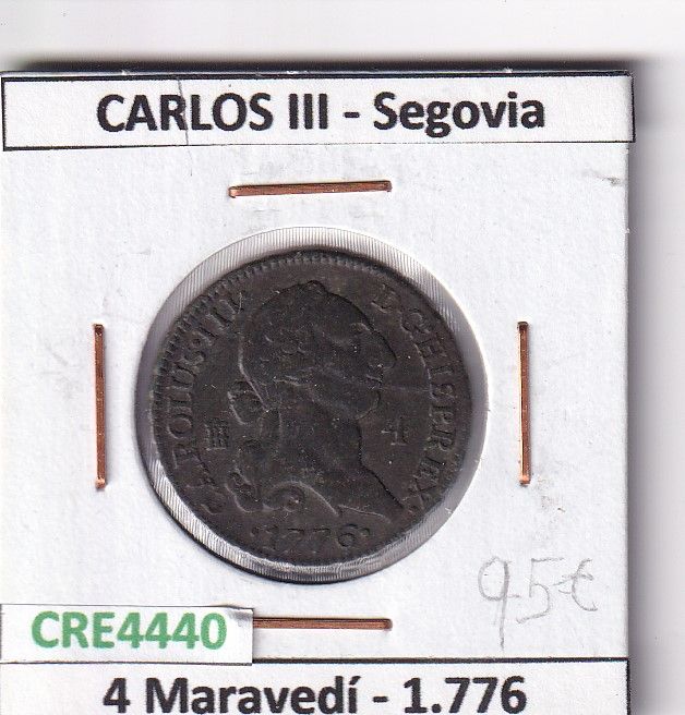 imagen-13-24008.jpg CRE4440 MONEDA ESPAÑA CARLOS III 4 MARAVEDIS 1776 SEGOVIA - Imagen 1