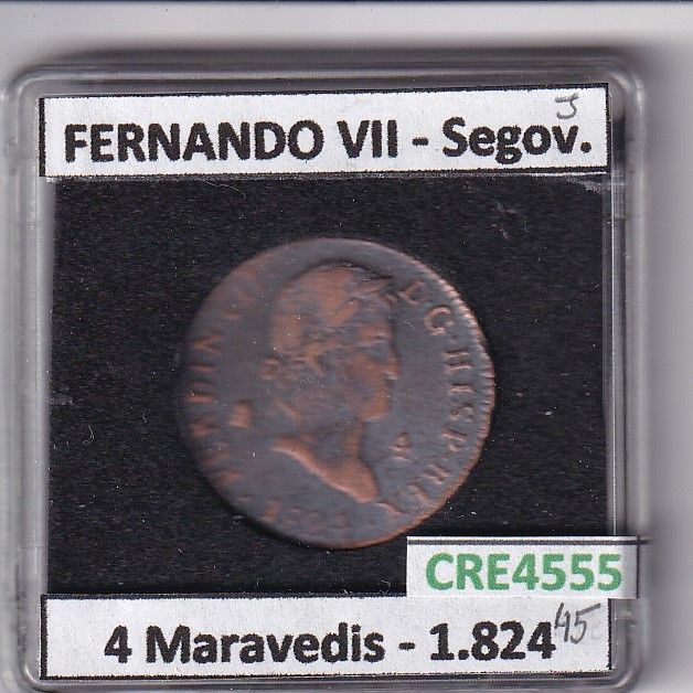 imagen-13-24221.jpg CRE4555 MONEDA ESPAÑA FERNANDO VII 4 MARAVEDIS 1824 SEGOVIA - Imagen 1