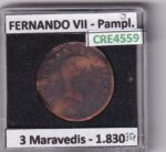 CRE4559 MONEDA ESPAÑA FERNANDO VII 3 MARAVEDIS 1830 PAMPLONA