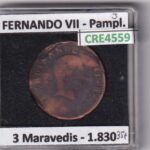 CRE4559 MONEDA ESPAÑA FERNANDO VII 3 MARAVEDIS 1830 PAMPLONA