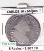 CRE4609 MONEDA ESPAÑA CARLOS IV 8 REALES 1807 TH MEXICO