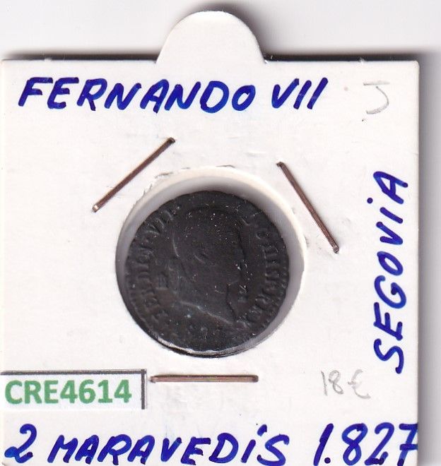 imagen-13-24279.jpg CRE4614 MONEDA ESPAÑA FERNANDO VII 2 MARAVEDIS 1827 SEGOVIA - Imagen 1