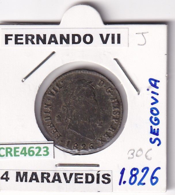 imagen-13-24288.jpg CRE4623 MONEDA ESPAÑA FERNANDO VII 4 MARAVEDIS 1826 SEGOVIA - Imagen 1