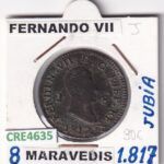 CRE4635 MONEDA ESPAÑA FERNANDO VII 8 MARAVEDIS 1817 JUBIA