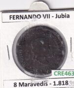 CRE4636 MONEDA ESPAÑA FERNANDO VII 8 MARAVEDIS 1818 JUBIA