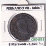 CRE4638 MONEDA ESPAÑA FERNANDO VII 8 MARAVEDIS 1820 JUBIA