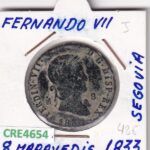 CRE4654 MONEDA ESPAÑA FERNANDO VII 8 MARAVEDIS 1833 SEGOVIA