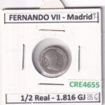 CRE4655 MONEDA ESPAÑA FERNANDO VII 1/2 REAL 1816 GJ MADRID