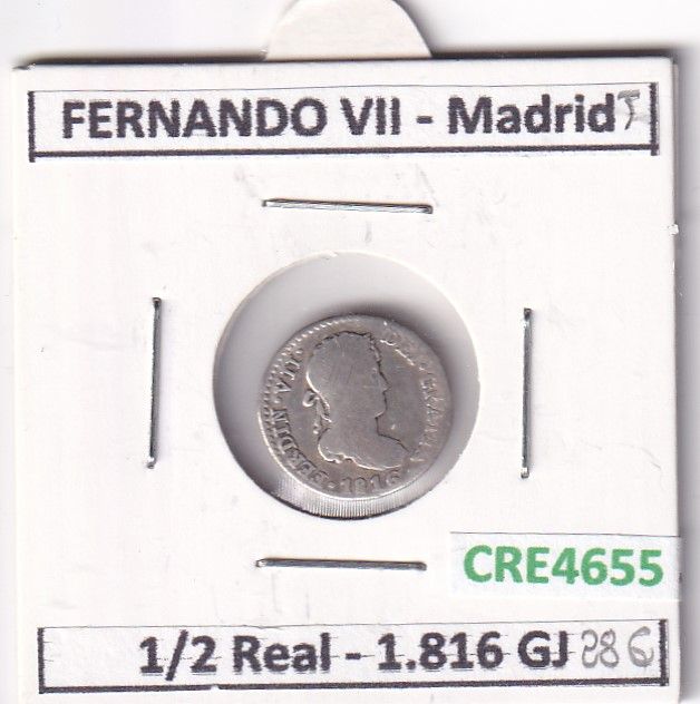 imagen-13-24320.jpg CRE4655 MONEDA ESPAÑA FERNANDO VII 1/2 REAL 1816 GJ MADRID - Imagen 1