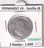 CRE4664 MONEDA ESPAÑA FERNANDO VII 2 REALES 1830 JB SEVILLA