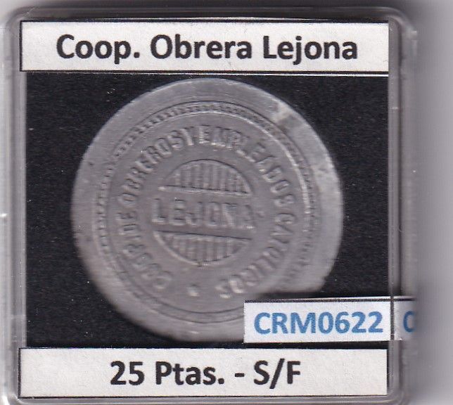 imagen-13-24363.jpg CRM0622 FICHA COOP. OBRERA LEJONA 25 PESETAS S/F - Imagen 1