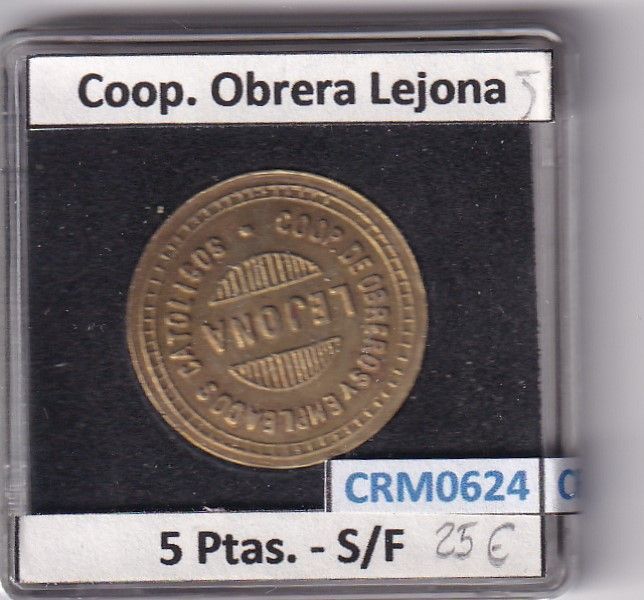 imagen-13-24365.jpg CRM0624 FICHA COOP. OBRERA LEJONA 5 PESETAS S/F - Imagen 1