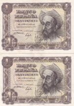 CRBS2470 PAREJA CORRELATIVA BILLETES ESPAÑA 1 PESETA 1951 SERIE J EBC
