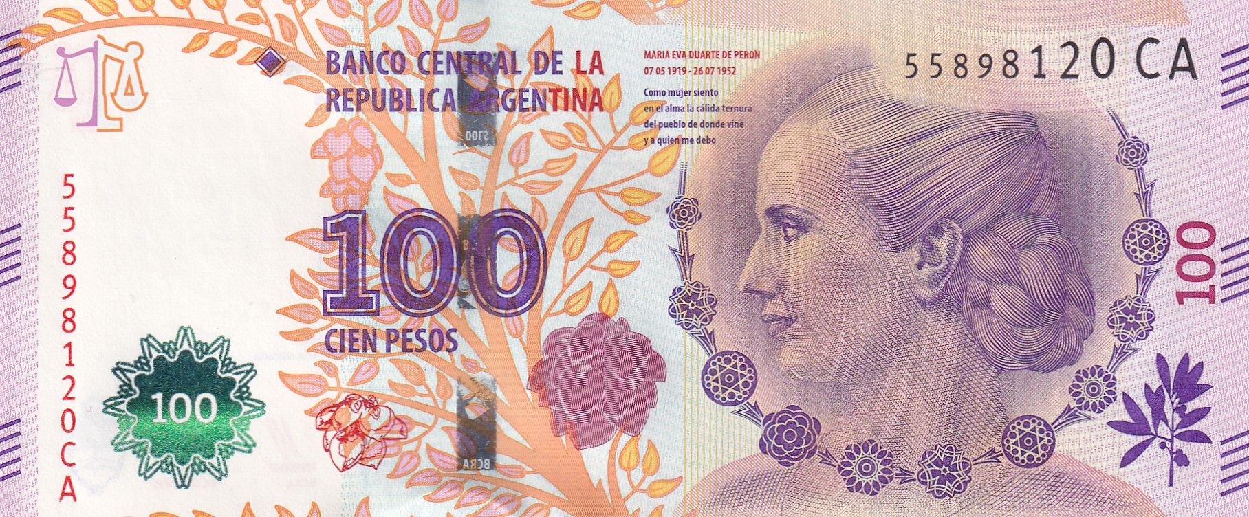 imagen-13-24407.jpg CRBX0963 BILLETE ARGENTINA 100 PESOS 2016 P-358c SIN CIRCULAR - Imagen 1