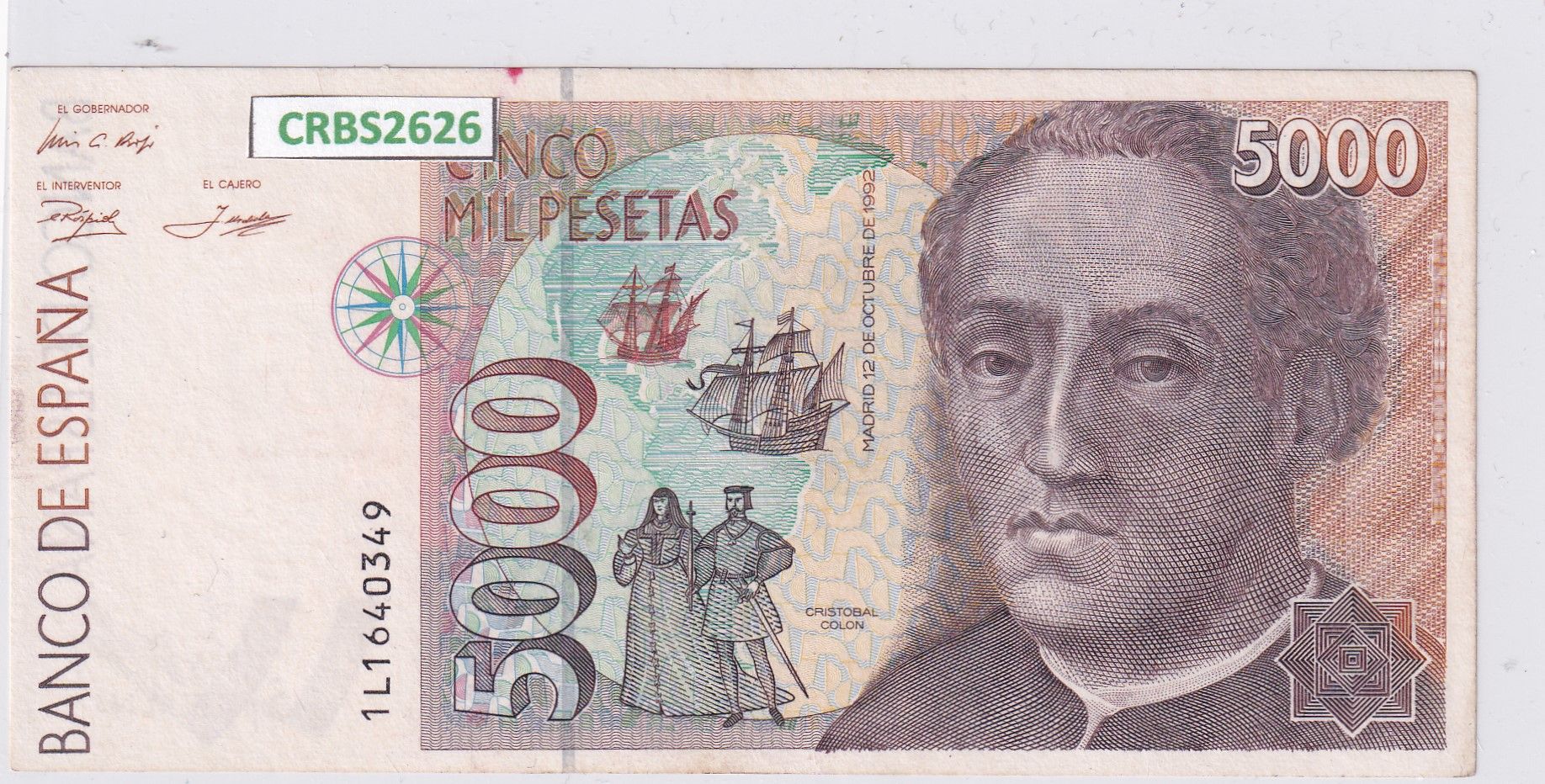imagen-13-24477.jpg CRBS2626 BILLETE ESPAÑA 5000 PESETAS 1992 SERIE 1L S/C- - Imagen 1