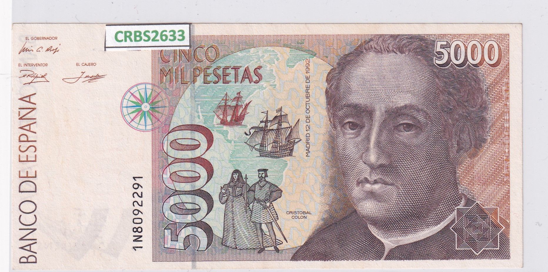 imagen-13-24484.jpg CRBS2633 BILLETE ESPAÑA 5000 PESETAS 1992 SERIE 1N SIN CIRCULAR - Imagen 1