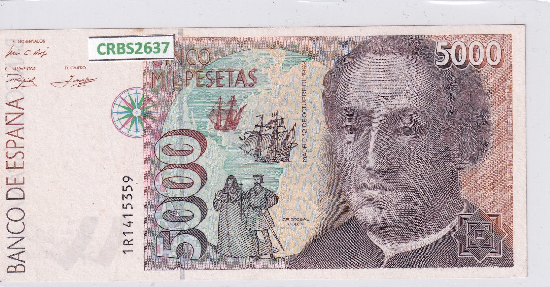 imagen-13-24488.jpg CRBS2637 BILLETE ESPAÑA 5000 PESETAS 1992 SERIE 1R S/C- - Imagen 1