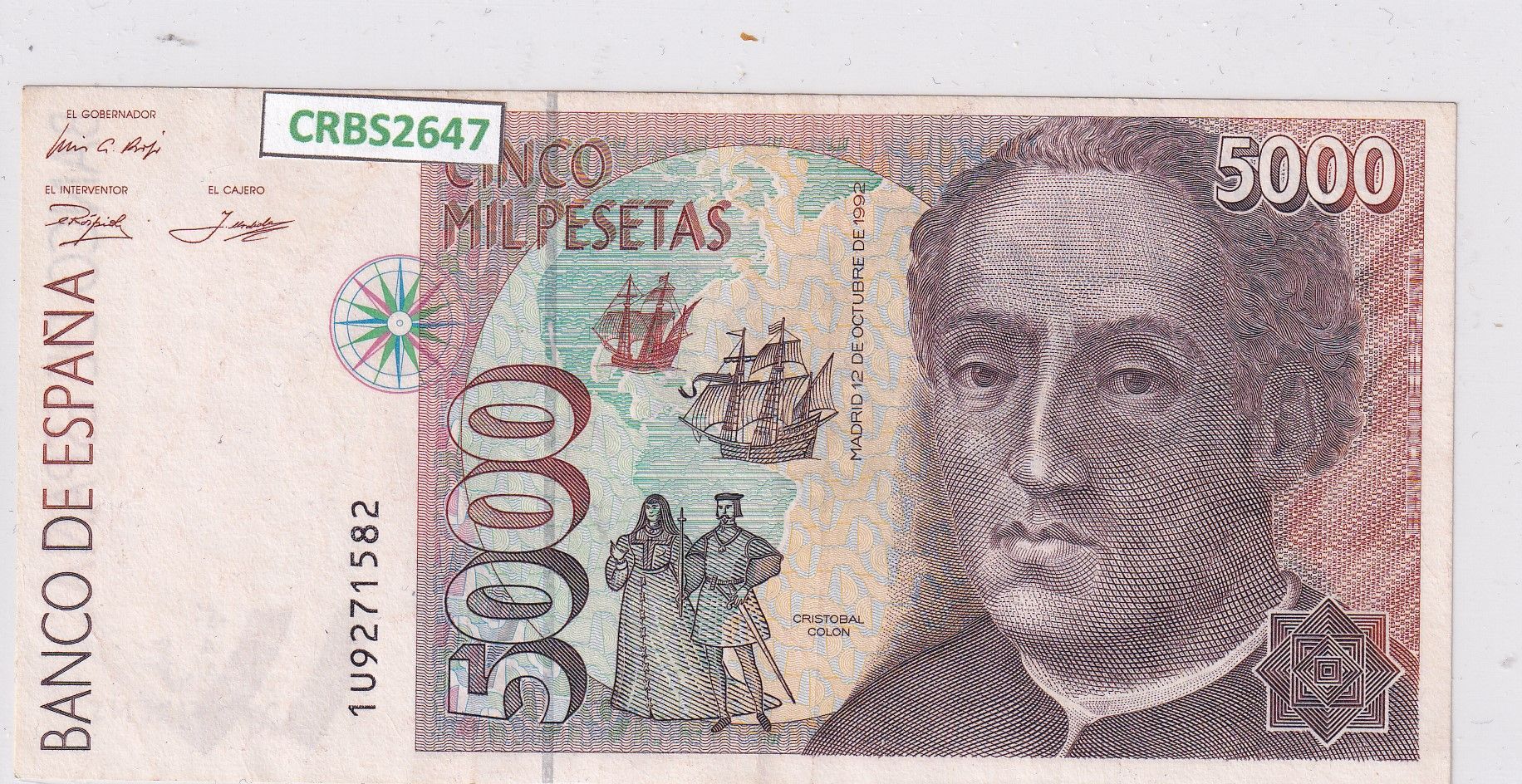 imagen-13-24498.jpg CRBS2647 BILLETE ESPAÑA 5000 PESETAS 1992 SERIE 1U EBC - Imagen 1