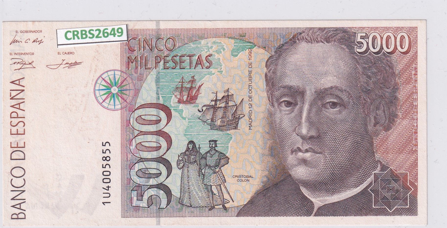 imagen-13-24500.jpg CRBS2649 BILLETE ESPAÑA 5000 PESETAS 1992 SERIE 1U SIN CIRCULAR - Imagen 1
