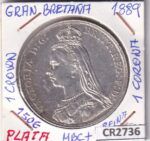 CR2736 MONEDA GRAN BRETAÑA 1 CROWN 1889 PLATA MBC+