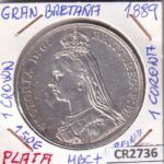 CR2736 MONEDA GRAN BRETAÑA 1 CROWN 1889 PLATA MBC+