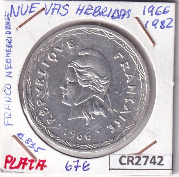 imagen-13-24651.jpg CR2742 MONEDA NUEVAS HEBRIDAS 100 1966-1982 PLATA - Imagen 1