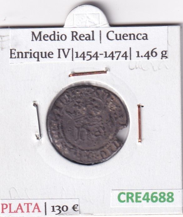 imagen-13-24690.jpg CRE4688 MONEDA ESPAÑA ENRIQUE IV 1/2 REAL CUENCA PLATA - Imagen 1